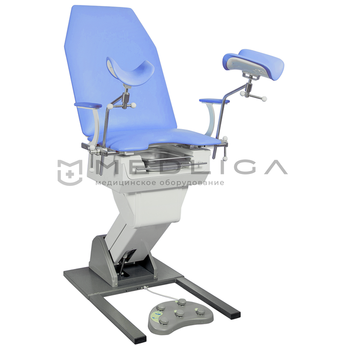 Кресло гинекологическое электромеханическое Клер КГЭМ 02 (2 электропривода), Цвет обивки: Голубой (Skaden 5154)